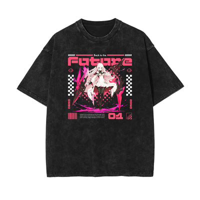 Stone Wash Manga Style Graphic Tee