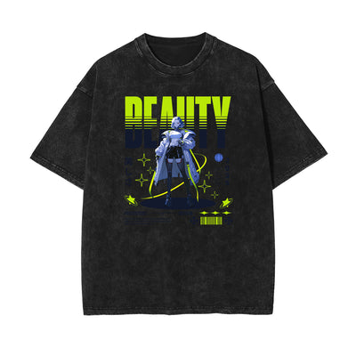 Stone Wash Manga Style Graphic Tee