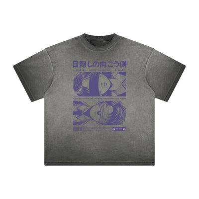 Distressed Anime Character Print Tee