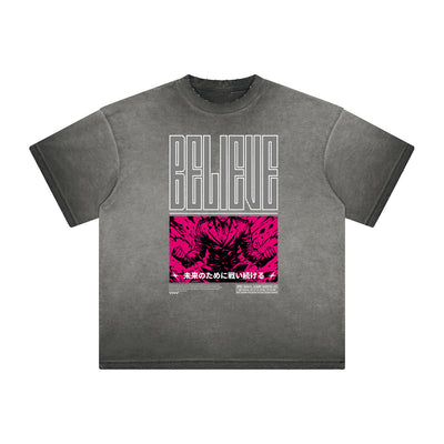 Distressed Anime Character Print Tee