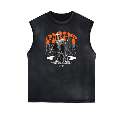 Sleeveless Celestial & Angel Pattern Tee