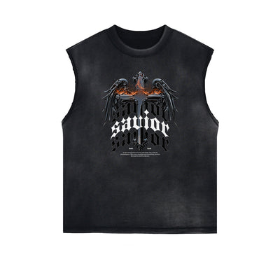 Faded Sleeveless Angel Graphic Tee
