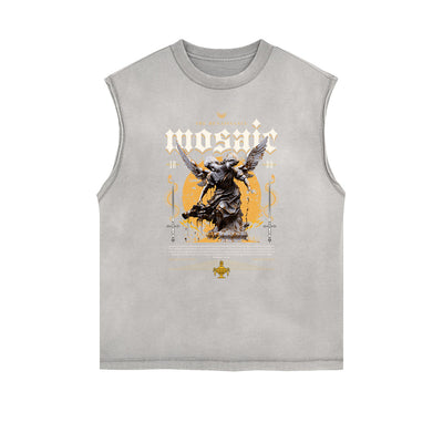 Distressed Angel Pattern Tank Top
