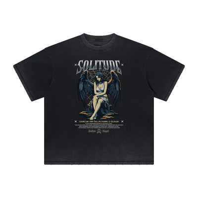 Washed Faded Thick Angel Pattern Tee