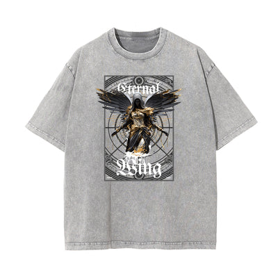 Crew Neck Angel Statue Graphic Tee