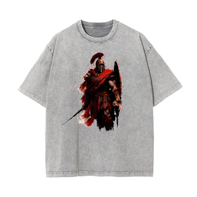 Washed Spartan Fighter Warrior Graphic Tee
