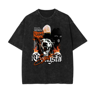 Faded Washed Gangsta Pattern Tee