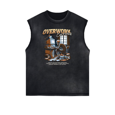 Faded Frayed Illustration Art Graphic Muscle Tank