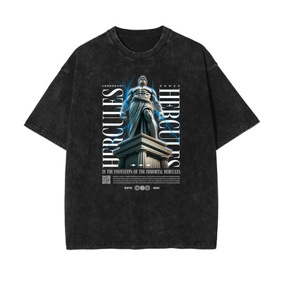 Celestial & Angel Statue Pattern Black Tee
