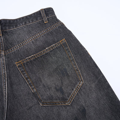 Paint Splatter Vintage Washed Straight Leg Jeans