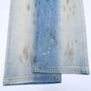 Paint Splatter Distressed Wide Leg Light Blue Jeans