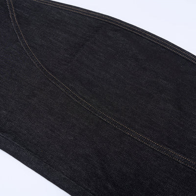 Curved Seam Wide Leg Denim Trousers Dark Indigo Wash