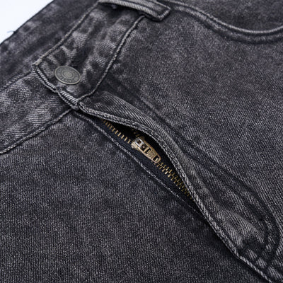 Charcoal Grey Wide-Leg Vintage Washed Jeans