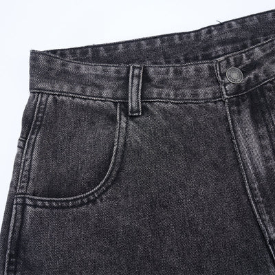 Charcoal Grey Wide-Leg Vintage Washed Jeans