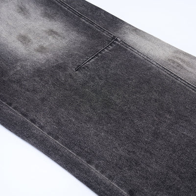 Charcoal Grey Wide-Leg Vintage Washed Jeans