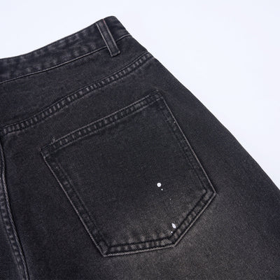 Artistic Paint Splatter Wide Leg Denim Jeans