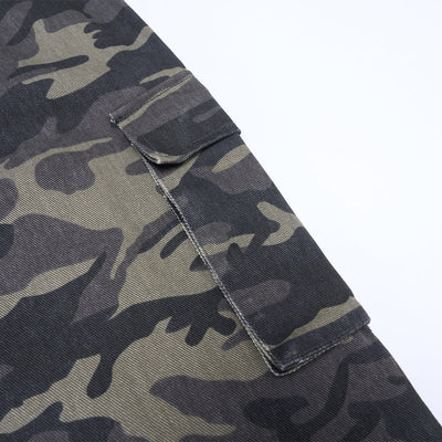 Camo Military Workwear Wide-Leg Cargo Utility Pants