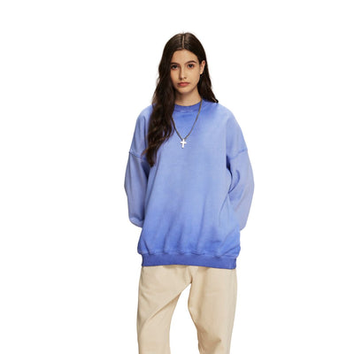 Women's Acid Wash Distressed Sweatshirt-INNBLAC