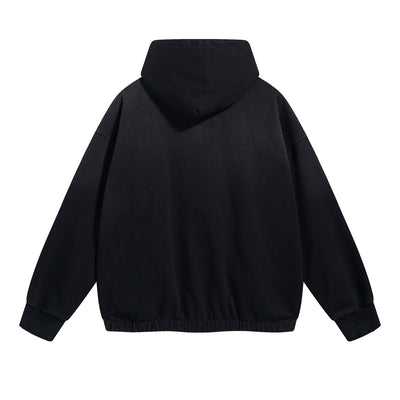 Acid Wash Elastic Hem Hoodie