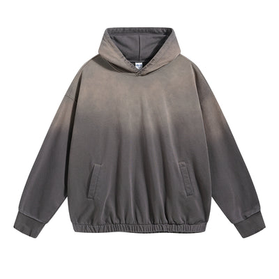 Acid Wash Elastic Hem Hoodie