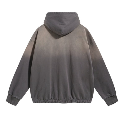Acid Wash Elastic Hem Hoodie
