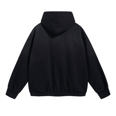 Women's Acid Wash Elastic Hem Hoodie-INNBLAC