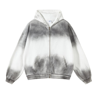 Brush Paint Double Slider Zip Hoodie