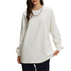 Women's Crew Neck Solid Color Sweatshirt-INNBLAC