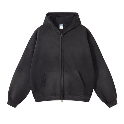 Women's Distressed Double Slider Zip Hoodie-INNBLAC