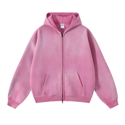 Women's Distressed Double Slider Zip Hoodie-INNBLAC