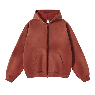Women's Distressed Double Slider Zip Hoodie-INNBLAC