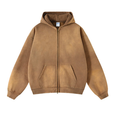 Women's Distressed Double Slider Zip Hoodie-INNBLAC