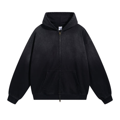 Faded Double Slider Zip Hoodie