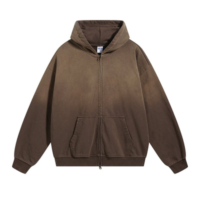 Women's Faded Double Slider Zip Hoodie-INNBLAC