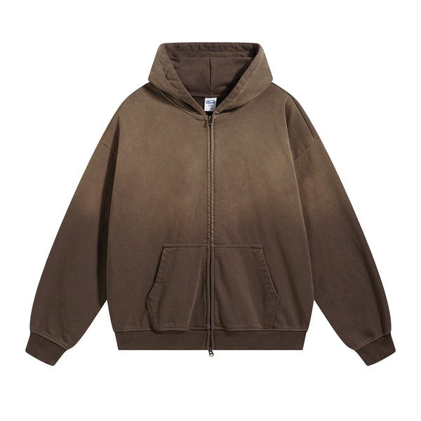 Women's Faded Double Slider Zip Hoodie-INNBLAC