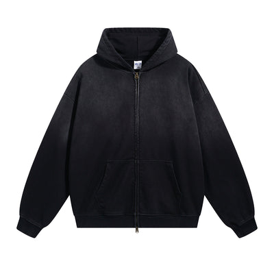 Women's Faded Double Slider Zip Hoodie-INNBLAC