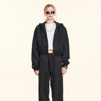 Cropped Zipped Up Hoodie-41bb0b-16