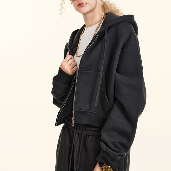 Cropped Zipped Up Hoodie-41bb0b-16