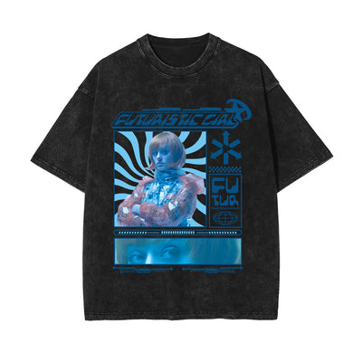 Futuristic Girl Y2k Streetwear Graphic Tee-INNBLAC