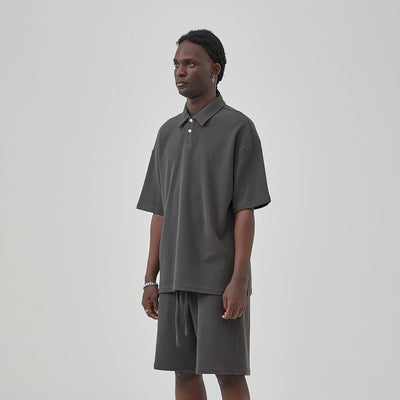 Heavyweight Waffle-knit Polo Shirt 9.7oz-INNBLAC