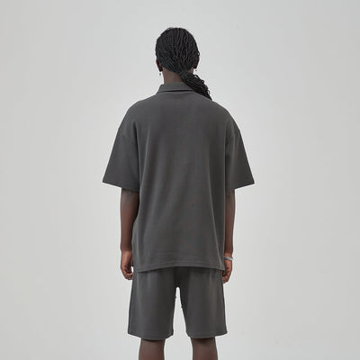 Heavyweight Waffle-knit Polo Shirt 9.7oz-INNBLAC