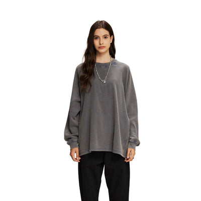 Women's Heavyweight Waffle-knit Long Sleeve T Shirt-INNBLAC
