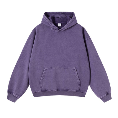Women's Heavyweight Washed Kangaroo Pocket Hoodie-INNBLAC