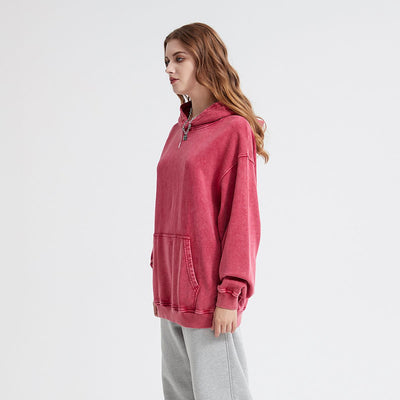 Women's Heavyweight Washed Kangaroo Pocket Hoodie-INNBLAC