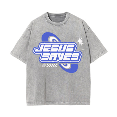 Jesus Saves Christian Y2K Graphic Tee-INNBLAC