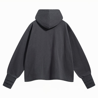 Raw Hem Thumb Holes Hoodie