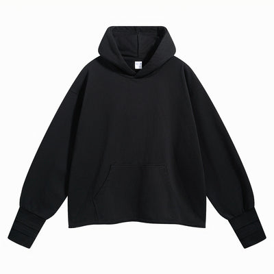 Raw Hem Thumb Holes Hoodie