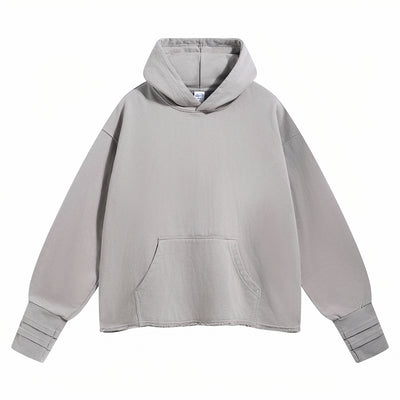 Raw Hem Thumb Holes Hoodie
