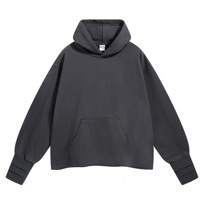 Raw Hem Thumb Holes Hoodie