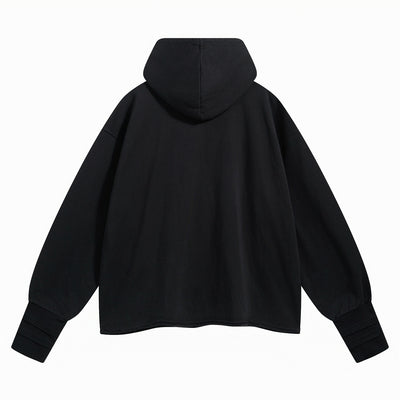Raw Hem Thumb Holes Hoodie